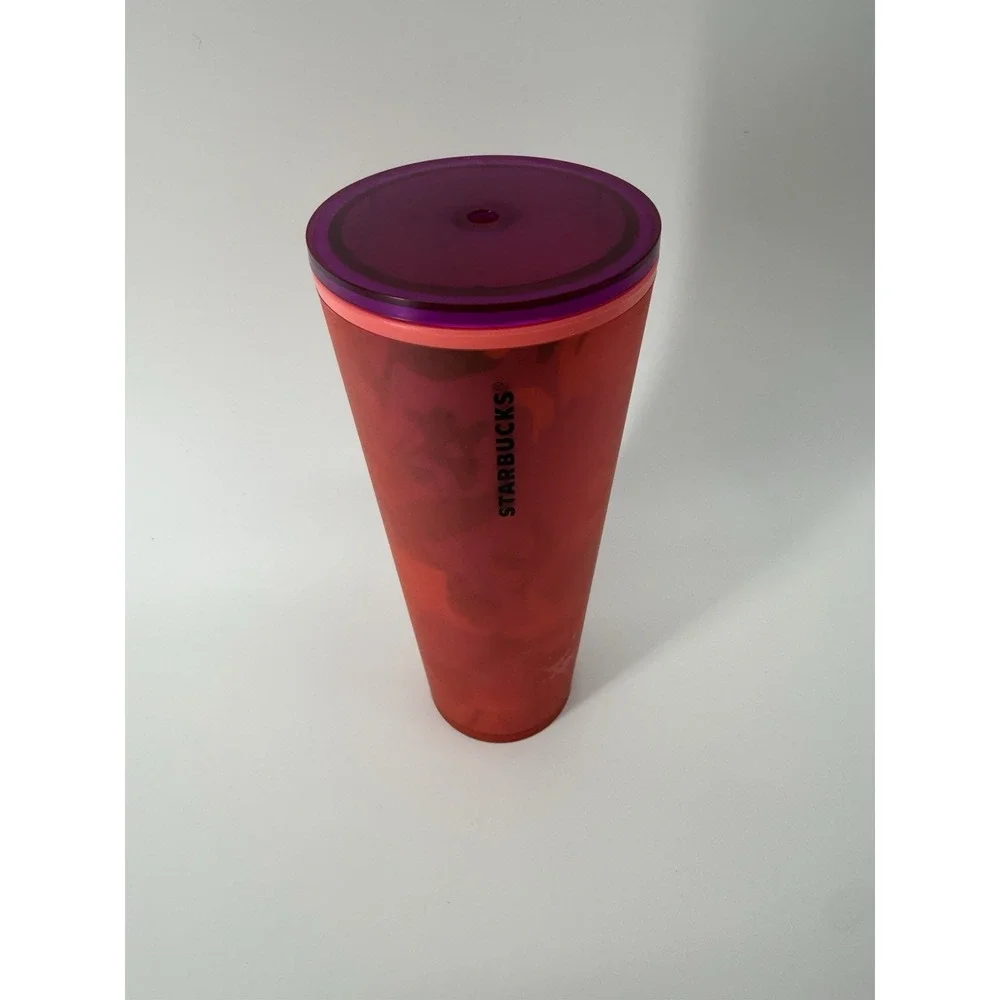 STARBUCKS 2022 Red Floral Soft Touch Cold Cup Venti Tumbler 011129767 No Straw